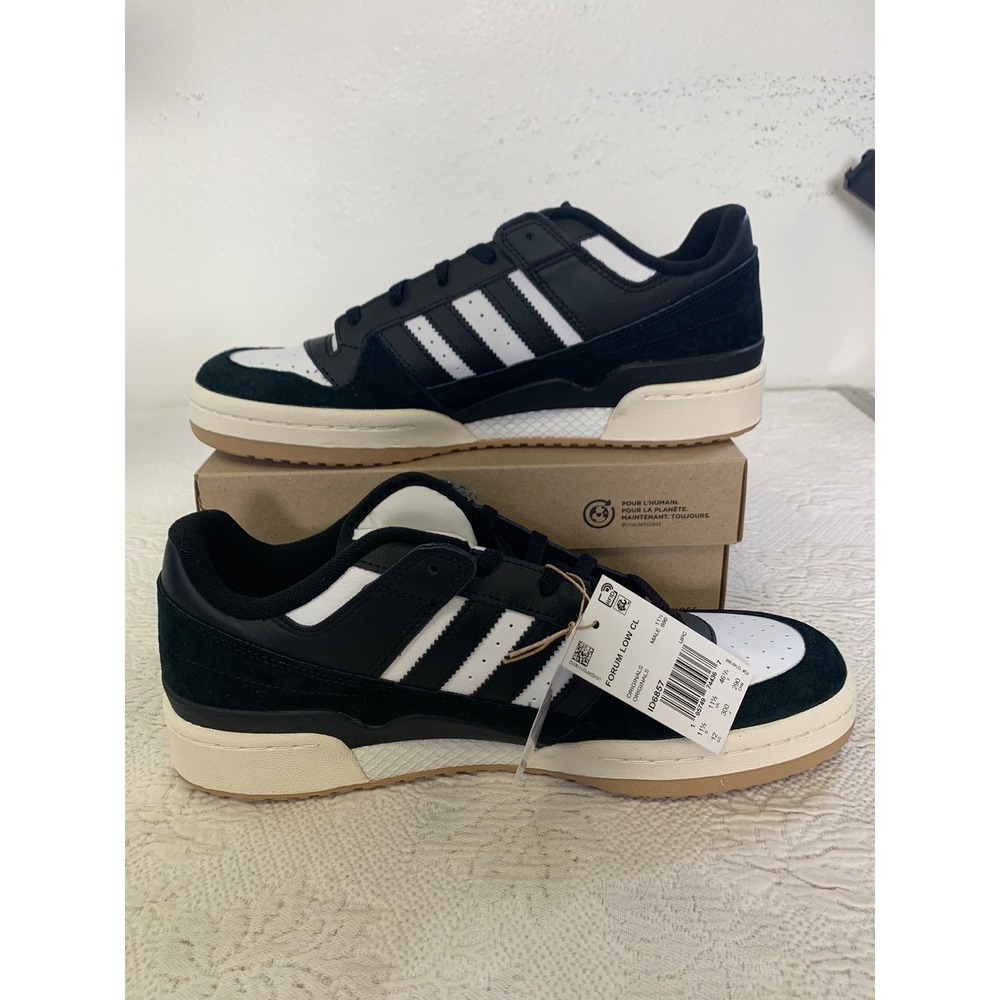 Adidas Forum Low CL Mens Sneakers Black White Gum ID6857 Size 12 NEW